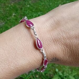 925 sterling silver & pink stone bracelet